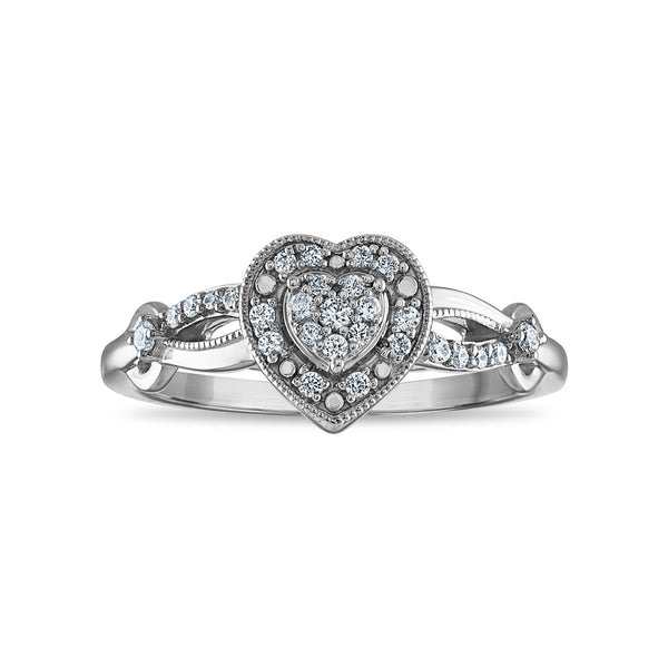 LoveSong EcoLove 1/6 CTW Lab Grown Diamond Halo Promise Ring in Rhodium Plated Sterling Silver