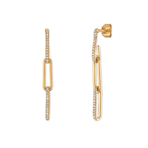 LoveSong 1/5 CTW Diamond Fashion Drop & Dangle Paper Clip Earrings in 10KT Yellow Gold