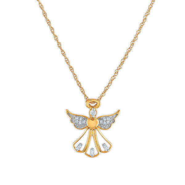 LoveSong 1/14 CTW Diamond Angel 18" Pendant in 10KT Yellow Gold