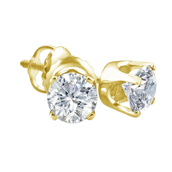 Premiere 1/4 CTW Diamond Solitaire Stud Earrings in 14KT Yellow Gold