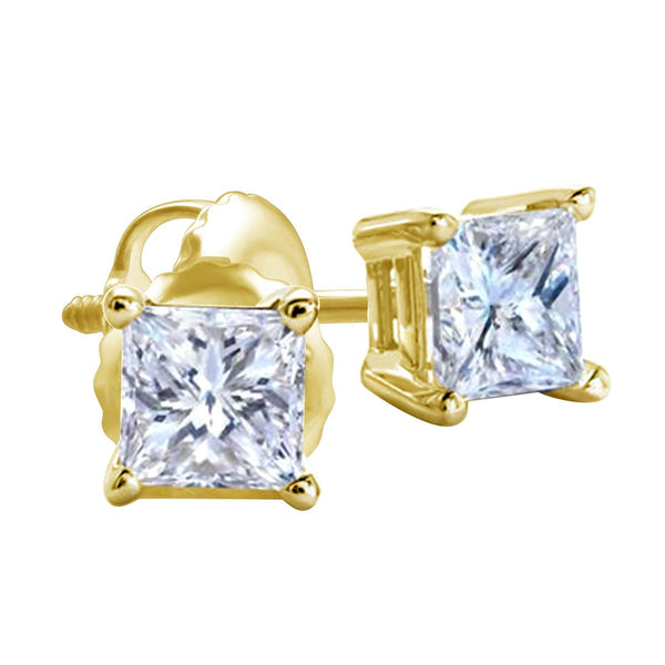 Royale 1/4 CTW Diamond Solitaire Stud Earrings in 14KT Yellow Gold