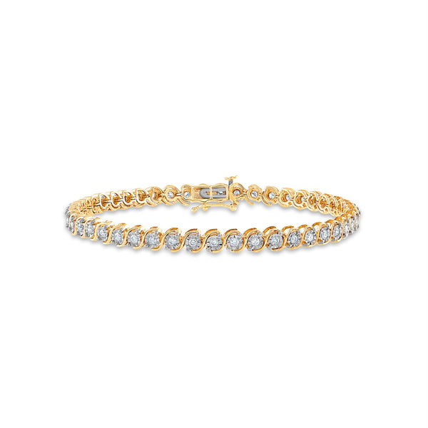 1 CTW Diamond 7" Tennis "S" Bracelet in 10KT Yellow Gold