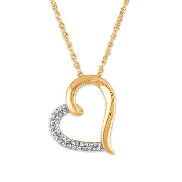 1/5 CTW Diamond Heart 18" Pendant in 10KT Yellow Gold