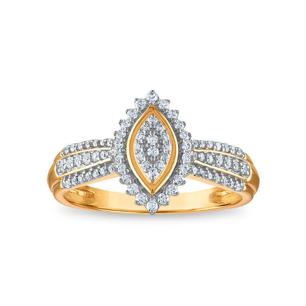 1/3 CTW Diamond Cluster Ring in 10KT Yellow Gold