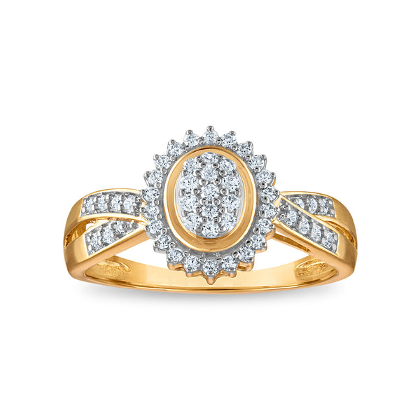 1/3 CTW Diamond Cluster Ring in 10KT Yellow Gold