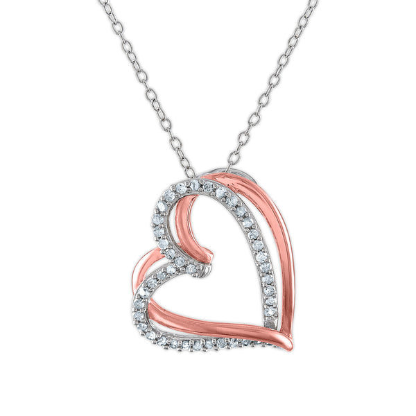 1/4 CTW Diamond Heart 18" Pendant in Two-Tone Sterling Silver