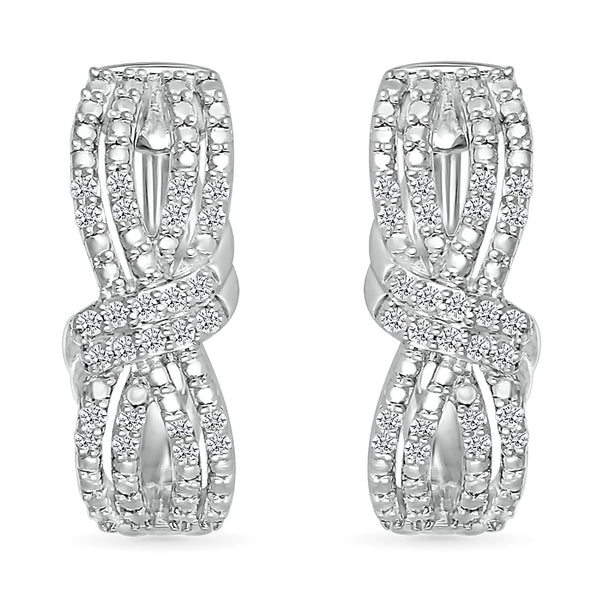 1/5 CTW Diamond Fashion Hoop Earrings in Rhodium Plated Sterling Silver