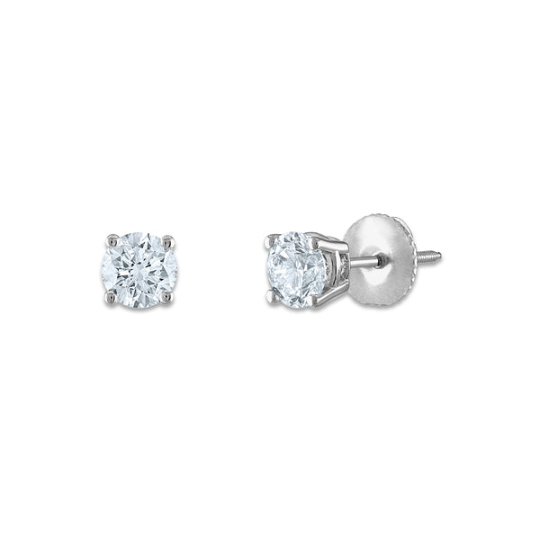 Signature Certificate EcoLove 3/4 CTW Round Lab Grown Diamond Solitaire Stud Earrings in 14KT White Gold