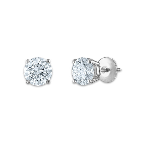 Signature Certificate EcoLove 1-1/2 CTW Round Lab Grown Diamond Solitaire Stud Earrings in 14KT White Gold