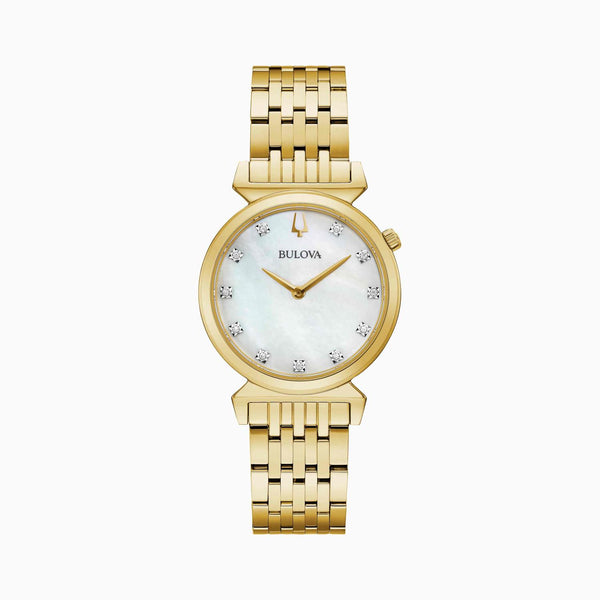 Bulova Classic Collection with 30X30 MM White Round Dial Stainless Steel Watch Band; 97P149