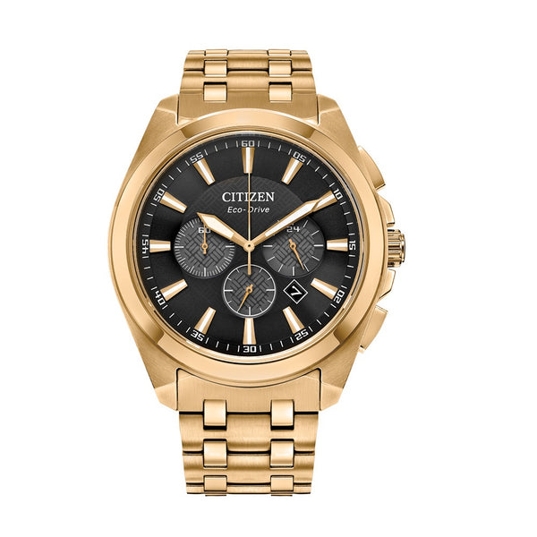 Citizen Peyton 41MM Black Chronograph Dial Goldtone Stainless Steel; CA4512-50E