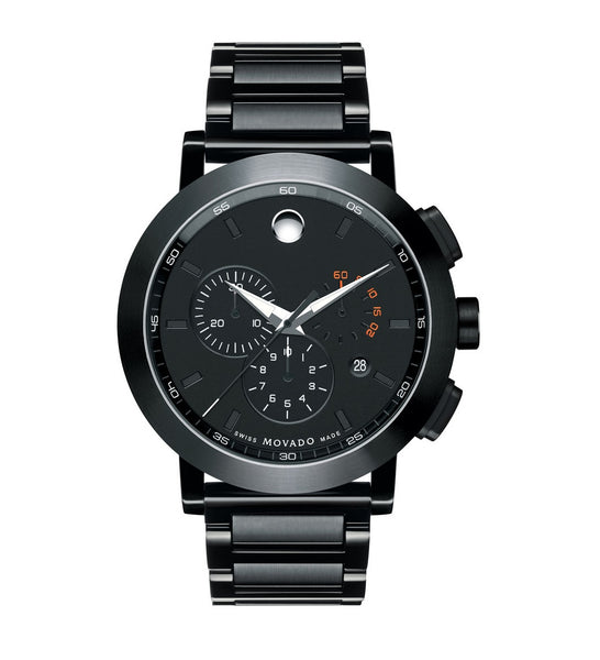 Movado Black Chronograph Watch. 0607001 Daniels Jewelers