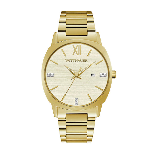 Wittnauer Diamond Accent with 41MM Champagne Round Dial Stainless Steel Watch Band; WN3099