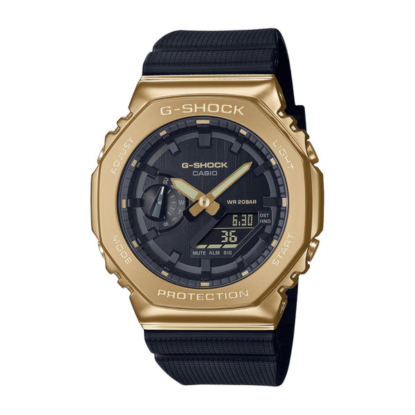 G-Shock Analog-Digital Black and Gold 2100 Series; GM2100G-1A9