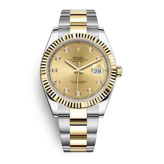 Certified Pre-Owned Rolex Diamond Accent Oyster Perpetual Datejust II with 41X41 MM Champagne Round Dial Steel & 18K Yellow Gold Oyster; 116333