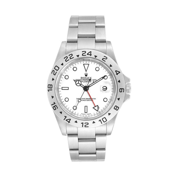 Certified Pre-Owned Rolex White Stainless Steel Oyster Perpetual Explorer II with 40X40 MM White Round Dial; 16570.2 WHITE