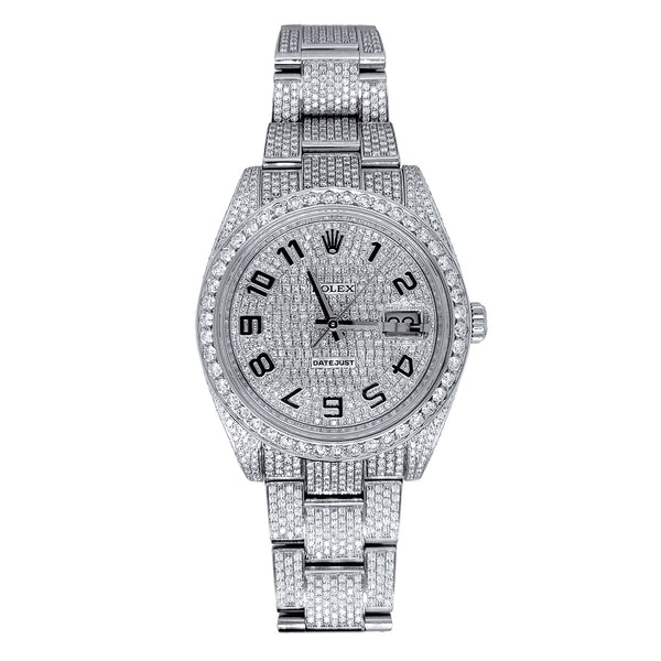 Certified Pre-Owned Rolex Diamond Accent Oyster Perpetual Datejust with 41X41 MM Pave Diamond Round Dial Stainless Steel Oyster; SC2541