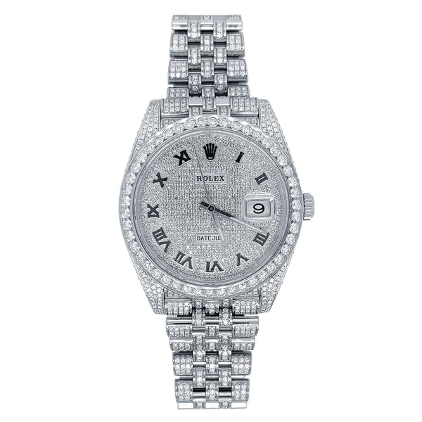 Certified Pre-Owned Rolex Diamond Accent Oyster Perpetual Datejust II with 41X41 MM Pave Diamond Round Dial Stainless Steel Jubilee; 126300