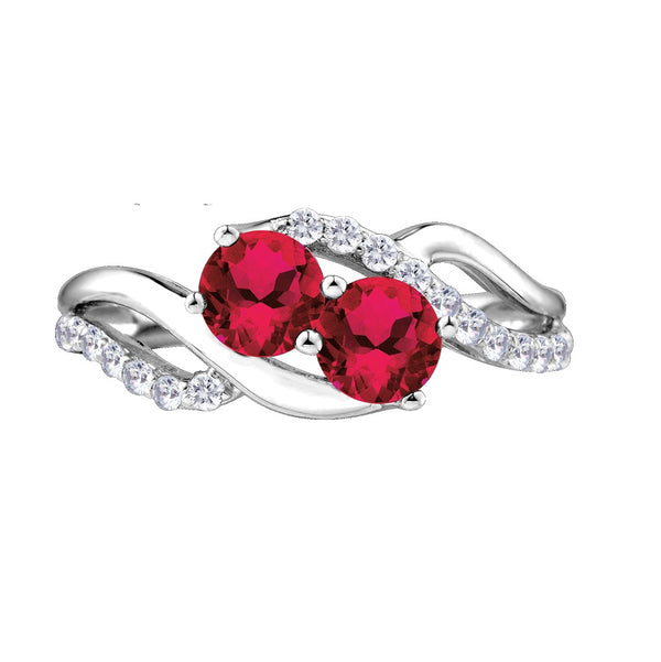 Ruby and White Sapphire Ring in Sterling Silver