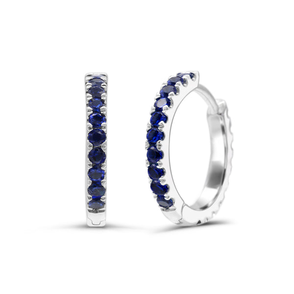 Lab Created Blue and White Sapphire Reversible Hoops in Sterling Silver