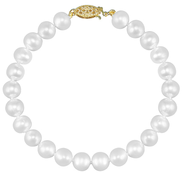 6MM Round Pearl 7.25" Bracelet in 14KT Yellow Gold