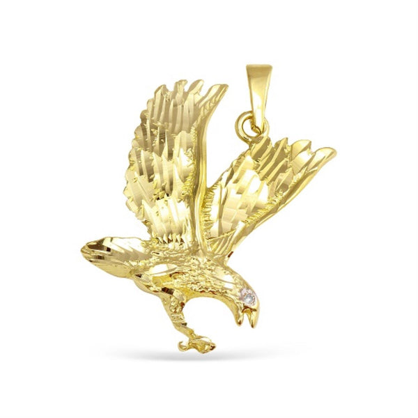 10KT Yellow Gold Diamond Accent 21X37MM Eagle Charm