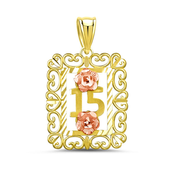 10KT Yellow and Rose Gold 18" Quinceanera Pendant-Chain Not Included