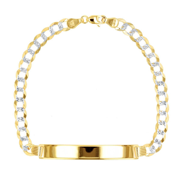 14KT White and Yellow Gold 8.5" 5.75MM Cuban Link ID Bracelet