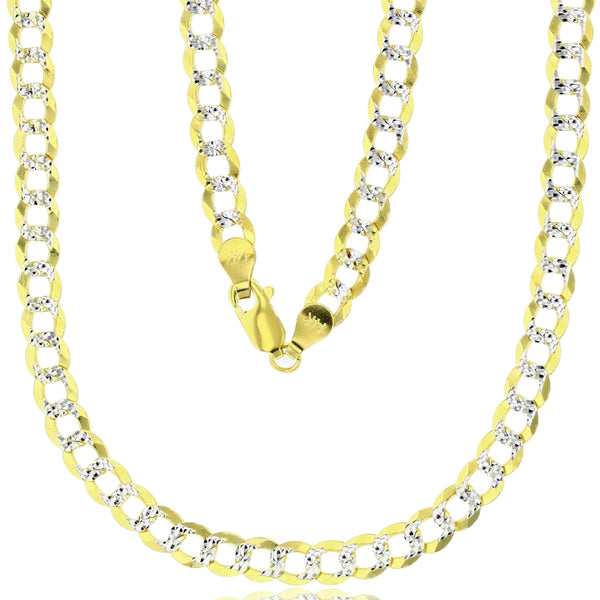 14KT Yellow Gold With Rhodium Plating 24" 5.75MM Cuban Link Chain