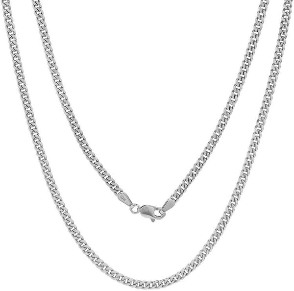 10KT White Gold 20" 3.5MM Cuban Link Chain