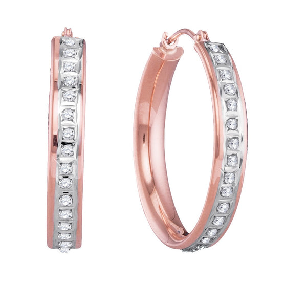 Diamond Fascination 14KT Rose Gold 25MM Diamond Accent Hoop Earrings