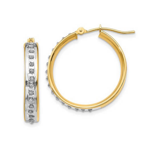 Diamond Fascination 14KT Yellow Gold 20MM Diamond Accent Hoop Earrings