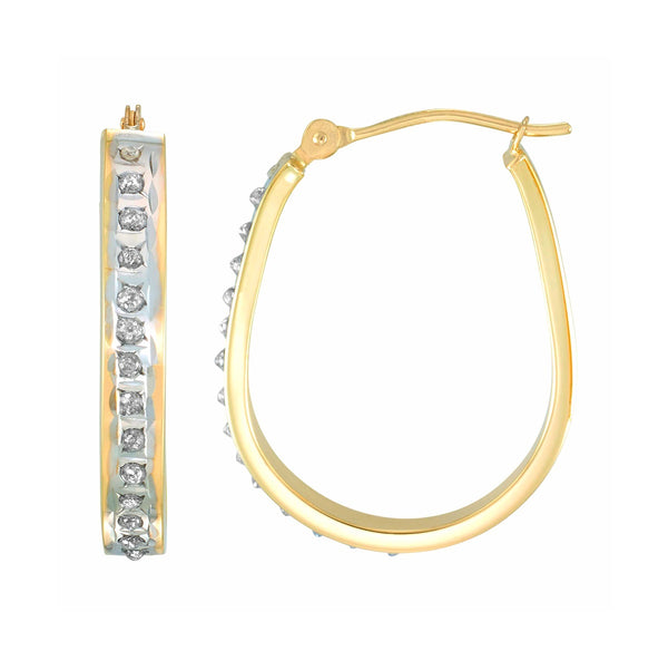 Diamond Fascination 14KT Yellow Gold 23X18MM Diamond Accent Hoop Earrings