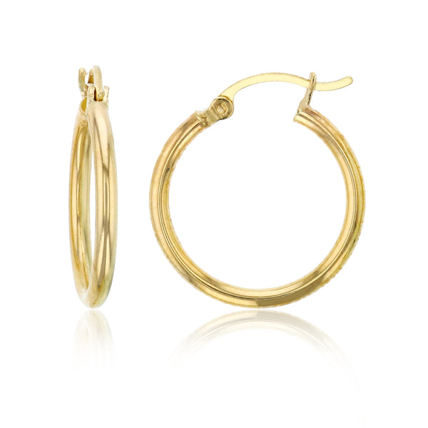 10KT Yellow Gold 2X20MM Hoop Earrings