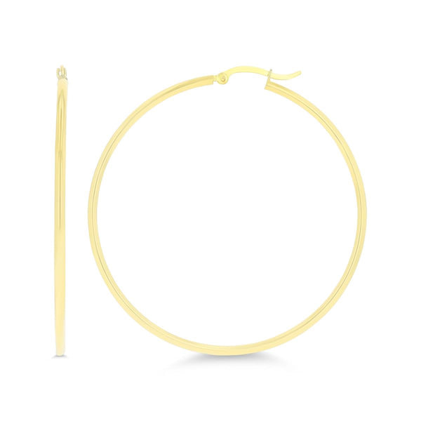 10KT Yellow Gold 2X60MM Hoop Earrings