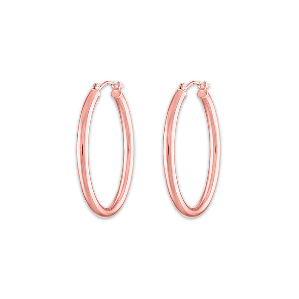 10KT Rose Gold 2.5X25MM Hoop Earrings