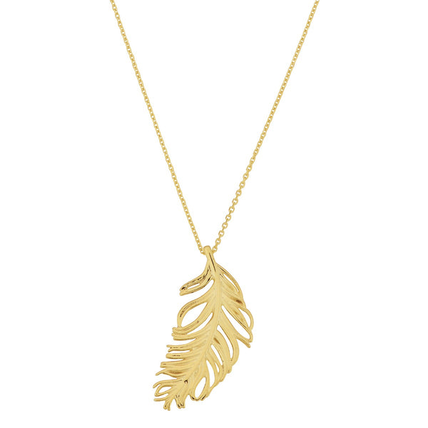 14KT Yellow Gold 18" Feather Pendant