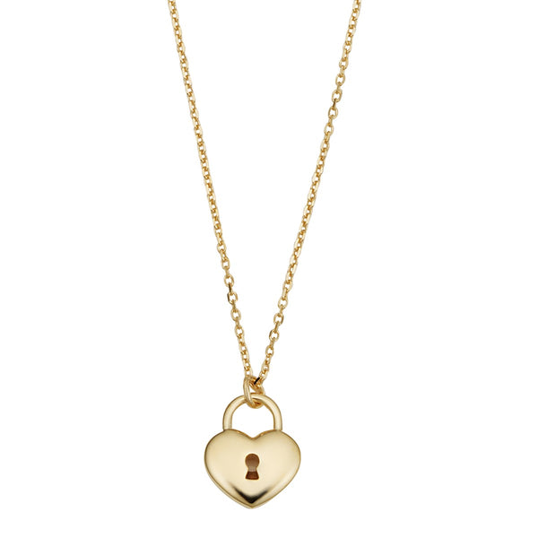 10KT Yellow Gold 18" Heart Lock Adjustable Pendant