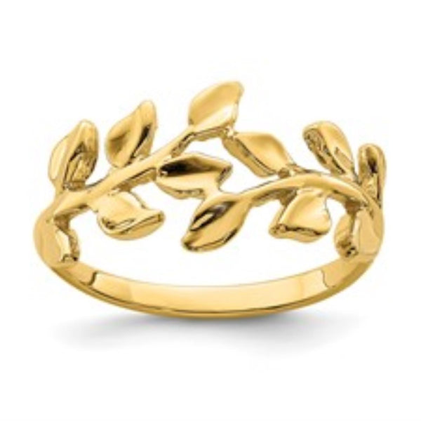 10KT Yellow Gold Fashion Leaf Ring