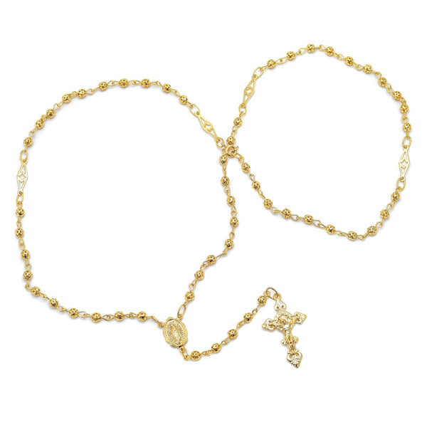 14KT Gold Plated Sterling Silver 4MM Beads 24" Rosary Necklace