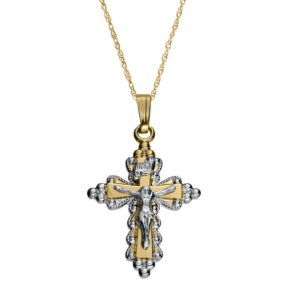 14KT Yellow Gold Filled 18" Crucifix Cross Pendant