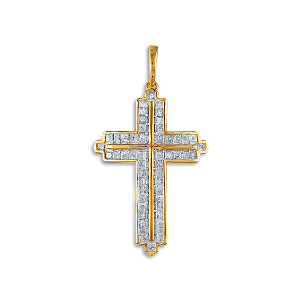 10KT Yellow Gold 1-1/2 CTW Diamond 45X25MM Cross Pendant-Chain Not Included