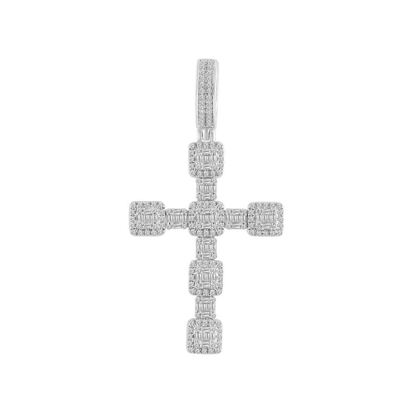 10KT Yellow Gold 1-1/4 CTW Diamond 55X29MM Cross Pendant-Chain Not Included