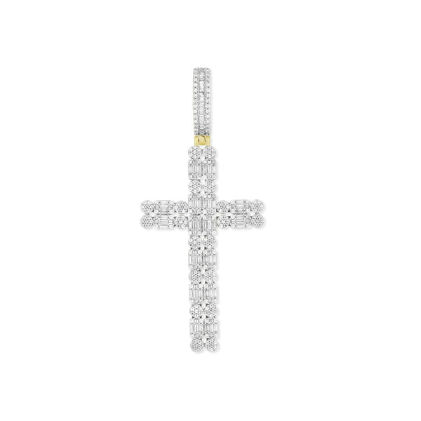 10KT Yellow Gold 1-1/2 CTW Diamond 62X27MM Cross Pendant-Chain Not Included