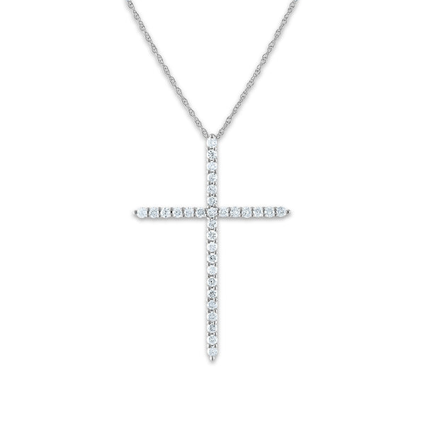 EcoLove 14KT White Gold 1/2 CTW Lab Grown Diamond 18" Cross Pendant