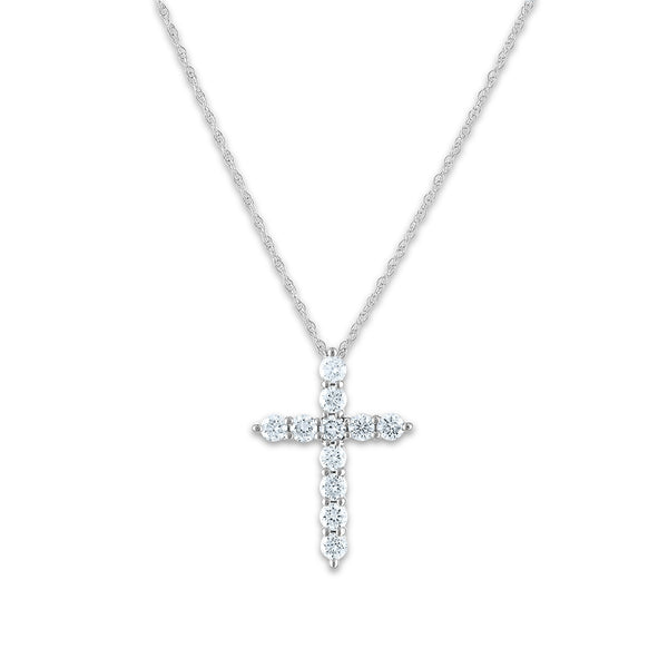 EcoLove 10KT White Gold 1/2 CTW Lab Grown Diamond 18" Cross Pendant