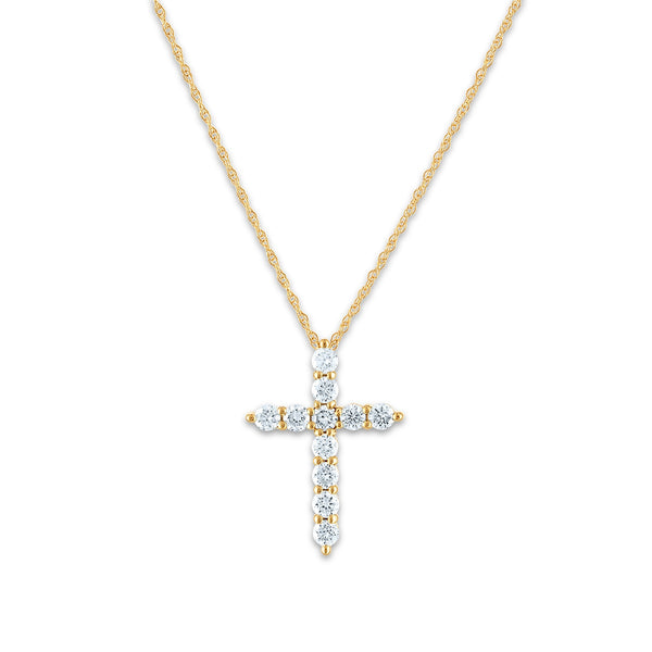 EcoLove 10KT Yellow Gold 1/2 CTW Lab Grown Diamond 18" Cross Pendant