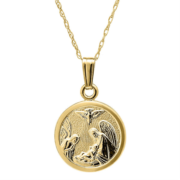 Kiddie Kraft 14KT Yellow Gold 15" Childrens Religious Medal Pendant