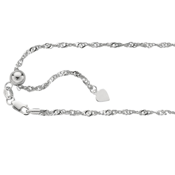 Sterling Silver 22" 1.5MM Adjustable Singapore Chain