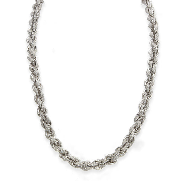 Luxe Layers Sterling Silver Cubic Zirconia 24" 7MM Rope Chain